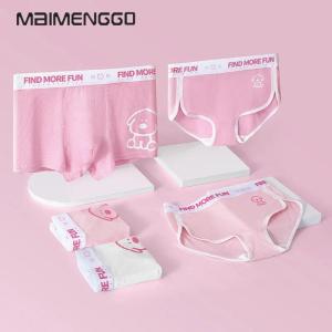 ZEEMIN Couple Underwear Men Boxers waffle style Women Briefs Cartoon Cute Pink Gog Panties Transparent Underpants For Boy Girl Lovers