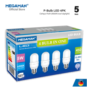 SORU - Lampu LED P Bulb Stick Multipack 4PCS (Buy 3 Get 1) 5W 9W 12W 15W E27 6500K Putih - MEGAMAN
