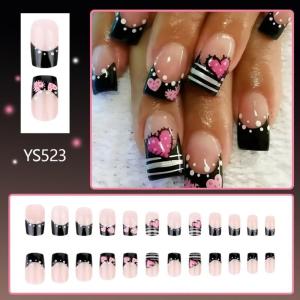 Valentine Fake Nail Square Press on Nail Acrylic Nail Full Cover False Nail Stick on Nail Gloss Artificial Nail 12 Sizes