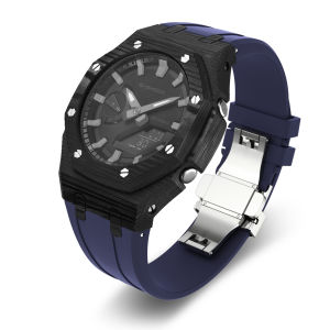 Carbon Fiber Case with Rubber Strap for Casio G-Shock GA2100 and GA2110 4th GEN Luxury AP Royal Oaks Modification Kit（No Watch）