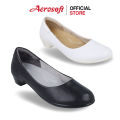 Aerosoft (แอโร่ซอฟ) รองเท้าพยาบาล รองเท้าหนังสีขาว / สีดำ รุ่น CW3433. 