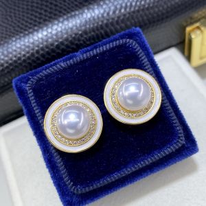 TikTok hit natural freshwater simple round earrings light luxury niche versatile earrings for women s925 Silver Needle Stud Earrings