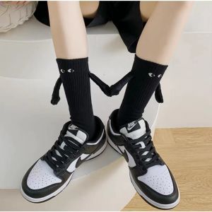 Magnetic Couple Holding Hand Socks Solid Color Funny Mid-Tube Socks Fashion Trend Unique All