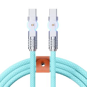 180 degree double head rotation braided data cable 1 meter length USBC TO USBC with light metal head fast charging cable for Android/Phone/Pad Type C to Type C Charger Braided USB Cable Compatible with iPhone 16/15 Pro Plus INS style bold braided color