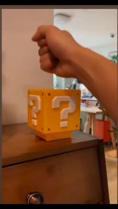 Super Bros Question Block LampSquare LED Night Light with USB Cablewith Play Game Coin Sound EffectBedside Lamp Decor Toy Gift for Boy Girls