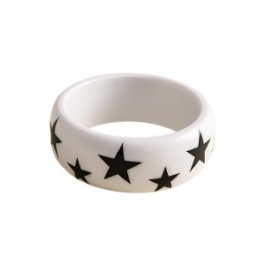 SFFGF Korean Ins Y2k Star Bangle Resin Smudging Star Wide Bracelet Unique Minority Design Pentagram Hand Ring Women