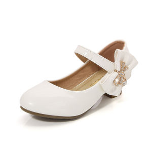 Girls High Heel Shoes Black and White Pink Childrens Watch Performance Leather Shoes New Middle and Big Children Princess Dress Primary School Student Pumps ㏇L0514