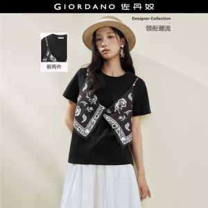 GIORDANO Women T-Shirt Warm Weather T-Shirt Moderate Thickness T-Shirt Slight Elasticity T-Shirt 18326703