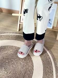 [Free Shipping] Striped Linen Slippers For Indoor Home Use WomenS Summer CoupleS Non-Slip Soft Sole Breathable Silent Slippers For Men