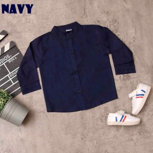 DhadomKids - KEMEJA TANGAN PANJANG KERAH SHANGHAI atau KOKO ANAK LAKI LAKI & PEREMPUAN USIA 1 sampai 15 TAHUN BAHAN KATUN LINEN RAMI