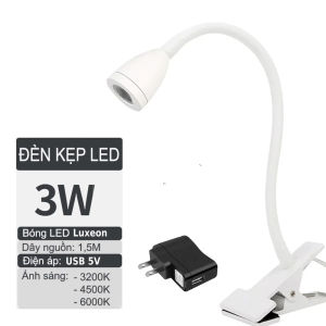 Đèn rọi Led kẹp bàn đầu giường 3W Đèn đọc sách Đèn làm việc Soi tranh trang trí phòng khách Nhà hàng Khách sạn