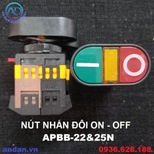 Nút nhấn đôi ON-OFF có đèn APBB-22&25N (Nhấn Nhả) 600V 10A Công tắc nhấn đôi 220VAC