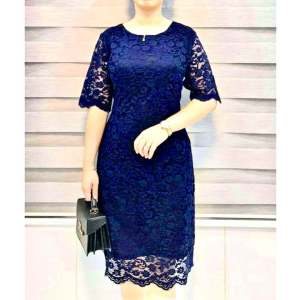Dress Brokat Midi Paskah Natal dan Tahun Baru Gaun Wanita Modern
