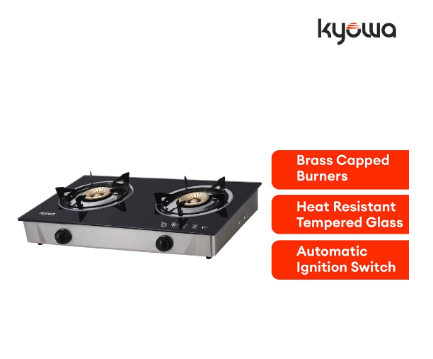 Kyowa Glass Top Double Burner Stainless Steel Gas Stove with