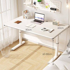 Adjustable Height Computer Desk Laptop Table for Bed Desk Lift Standing Desk 80/100/120cm Sit Stand Desk Household Childrens Room Student Study Table Multi-functional Stand up Desk for Work Office Home