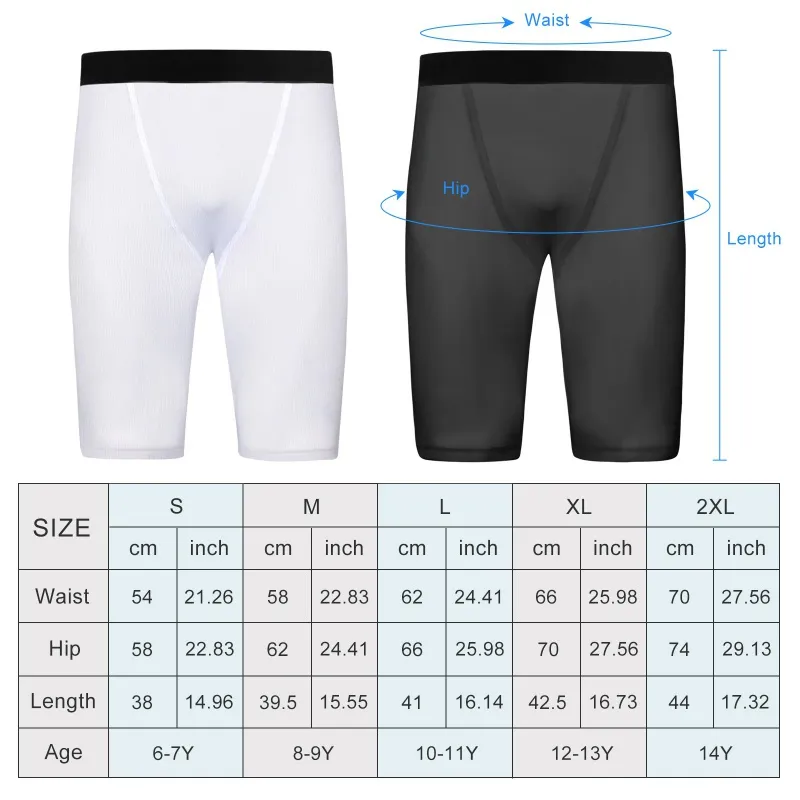 Kids Boys Tight Compression Skin Leggings Base Layer Sports Shorts Pants,  Black 