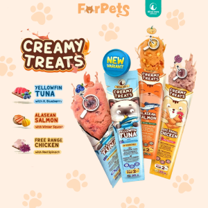 Olive Care SINGLE CREAMY TREATS 16gr & 20gr Snack Cemilan Kucing Bernutrisi dengan Daging Ayam/Salmon/Tuna Asli with Red Spinach/Winter Squash/Highbush Blueberry