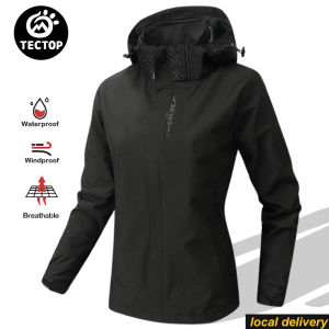 TECTOP Windbreaker Jackets For Women Hooded Sports Waterproof Outdoor Hiking Jacket Camping Travel Rain Coats