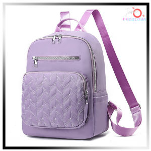 Tas Ransel Wanita Nylon Oxford Polos Warna Fashion Medium Backpack JOFBP76