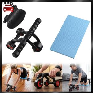 [Ueb Wholesale Mall]3-Wheels Abdominal Wheel with Kneeling Mat and Braking Board Ab Roller for Home Core Workout Toning