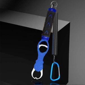 BLACKON Long Handle Fishing Lip Grip Aluminum Alloy EVA Fishing Beak Grip Portable Tackle Fish Controller Recover Line