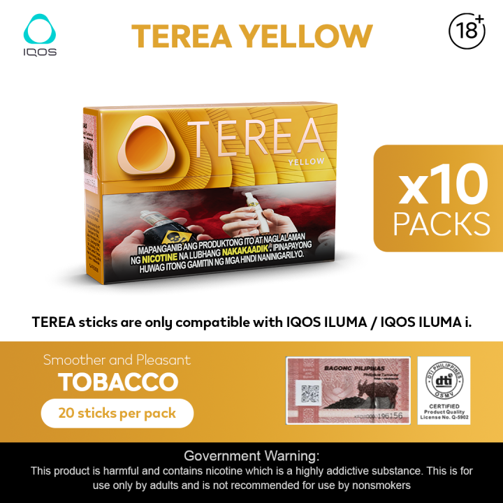 TEREA Yellow Selection Heated Tobacco Sticks (Smoke-Free Tobacco Pleasure  Alternative to Cigarettes) in 10-pack/1 ream for IQOS ILUMA Iqos Cigarette  Iqos Sigaret - Lazada