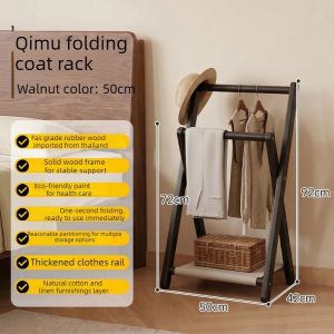FFBH Solid Wood Clothes Racks Foldable Portability Floor Coat Rack Modern Minimalist Clothes Hanger Rack Luxury Rooms Furniture 4Y1Z7