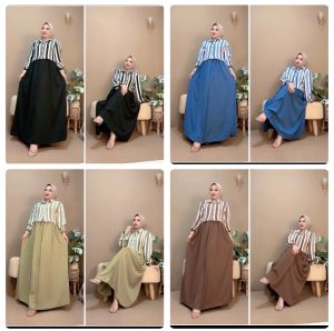 Gamis BELINDA crinkle motif kombinasi crinkle airflow