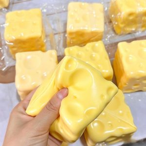 5/7/10CM Squishy Simulated Cheese Cube Squeeze Toy Soft Stress Relief Slow Rising Sensory Fidget for Anxiety ADHD Autism Gifts for Kids