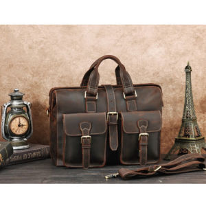 TAS LAPTOP KAPASITAS BESAR ASLII KULIT SAPI JENIS CRAZY HOURSE