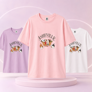 Womens Plus Size Cartoon Dog Graphic Oversized Loose Fit Crew Neck Short Sleeve T-Shirt OM258