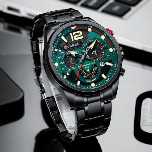 CURREN Fashion Luxury Mens Quartz Business Watches Stainless Steel Strap Complete Calendar Waterproof Chrono Male Clock