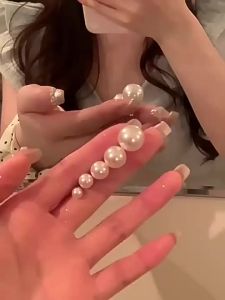 Shijia steamed bread pink steamed bread light pearl earrings female 925 silver needle stud earrings