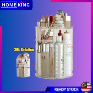 HOMEKING | 360 Rotate Makeup Organizer Diamond Cosmetic Makeup Transparent Storage Box Extra Large Rotating Rack Organizer