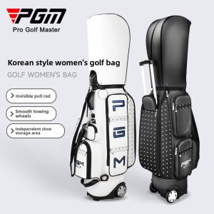 PGM Womens Golf Bag Stands with Wheels Retractable Golf Standard Bags for Travel Durable Course Korean Large Capacity QB036