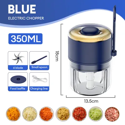 【Free Gift】Baby Mini Electric Food Chopper Blender USB Rechargeable 6 Stainless Steel Blade Stir Quickly Food Processor With Mixing Spoon 电动食物切碎机