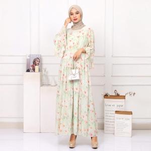 [Basica Moda] 12811 Gaun Dress Maxi Wanita Anessa Ruffle Chiffon Import