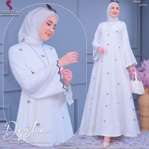 DYSTIA DRESS JUMBO LD 120 2XL XXL BAHAN AIRFLOW EMBROIDERRY By SHOFIYA GAMIS WANITA TERBARU MOTIF PITA BORDIR ABAYA REMAJA COQUETTE RIBBON  Muslim Dewasa Pesta Hitam Lebaran Mewah Syari Crinkle Maxi