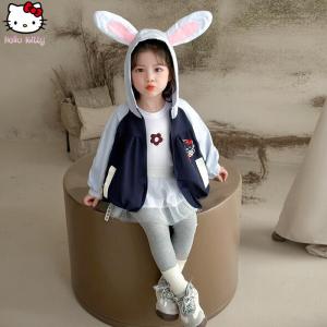Christmas gifts Halloween Kawaii New Sanrio Hello Kitty Girl Jacket Children Spring Fall Hooded Tops Zipper Anime Cartoon Fashion Casual Embroidery Coat