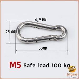 Digeo Snap Hook 304 Stainless Steel Carabiner metal Hook Spring Outdoors Sport Clip M5 M6