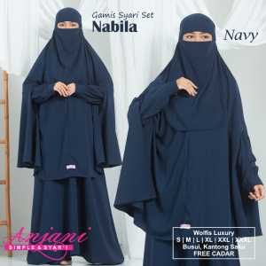 Gamis Syari Set Hijab Nabila Set Syari Gamis Syari Set Khimar Free Cadar Bahan Wolfis