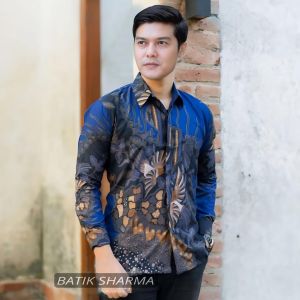 Sharma Kemeja Batik Pria Lengan Panjang Manuk Tarung Formal Slim Fit Casual Baju Batik Kantor Cowok Terbaru Laskala