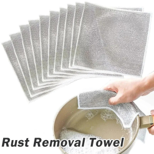 JS SHOP Silver Wire Cloth Steel Wire Dishwashing Cloth Kitchen Brush Pot Metal Wire Cleaning Cloth