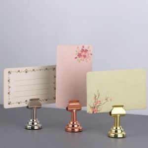 MAELIN Vertical Table Number Holder Metal Reusable Place Card Holder Classical Style Circular Base Menu Card Holder Restaurant Display