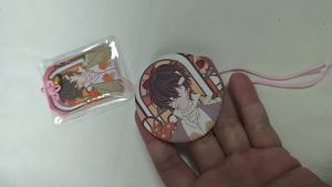 2Pcs/Set Anime Bungo Stray Dogs Badge Dazai osamu Omamori Pray Fortune Beauty Health Safe Transparent Wealth Bag Guard Talisman Pendant Keychain Couple Gift