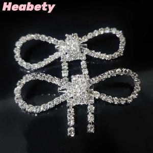 Heabety Fashion Shiny Rhinestone Bow Buckle Pearl Tassel Pin Diamond Buckle DIY Garment Shoe Bag Applique Wedding Accessories Gifts