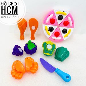 [CÓ MIẾNG DÁN] Đồ chơi túi bánh sinh nhật mini 15 chi tiết cho bé thích nấu ăn nhà bếp cắt thái hoa quả trái cây gato