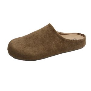 Free Shipping Autumn And Winter Collection: Thick-Soled Retro-Style WomenS Shoes Slip-On Mules WomenS Comfortable Slippers Soft-Soled Half-Slippers WomenS Comfortable Slippers Soft-Soled Half-Slippers