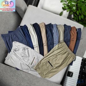 QuầnTúi Hộp Lưng Thun Co Giãn From Rộng Thoải Mái Có Túi Khóa Kéo trung niên dành cho lao động dễ mặc Thiết kế dây rút thanh lịch