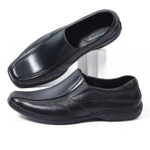 Classic Pure Black Slip On Shoes For Boys Rubber Sole Waterproof Anti Slip SIZES 25-35